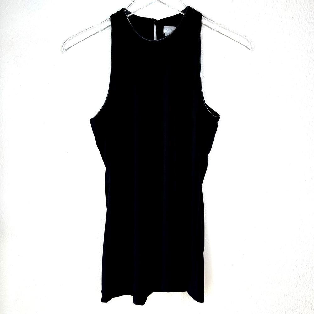 Anatomie Cami Lux Halter Tank Top Black Keyhole Contrast Trim SMALL